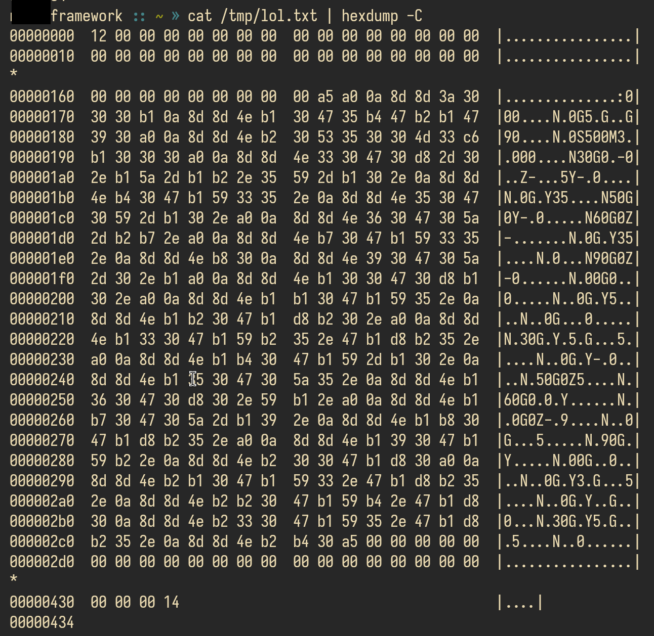 hexdump of the EIA data