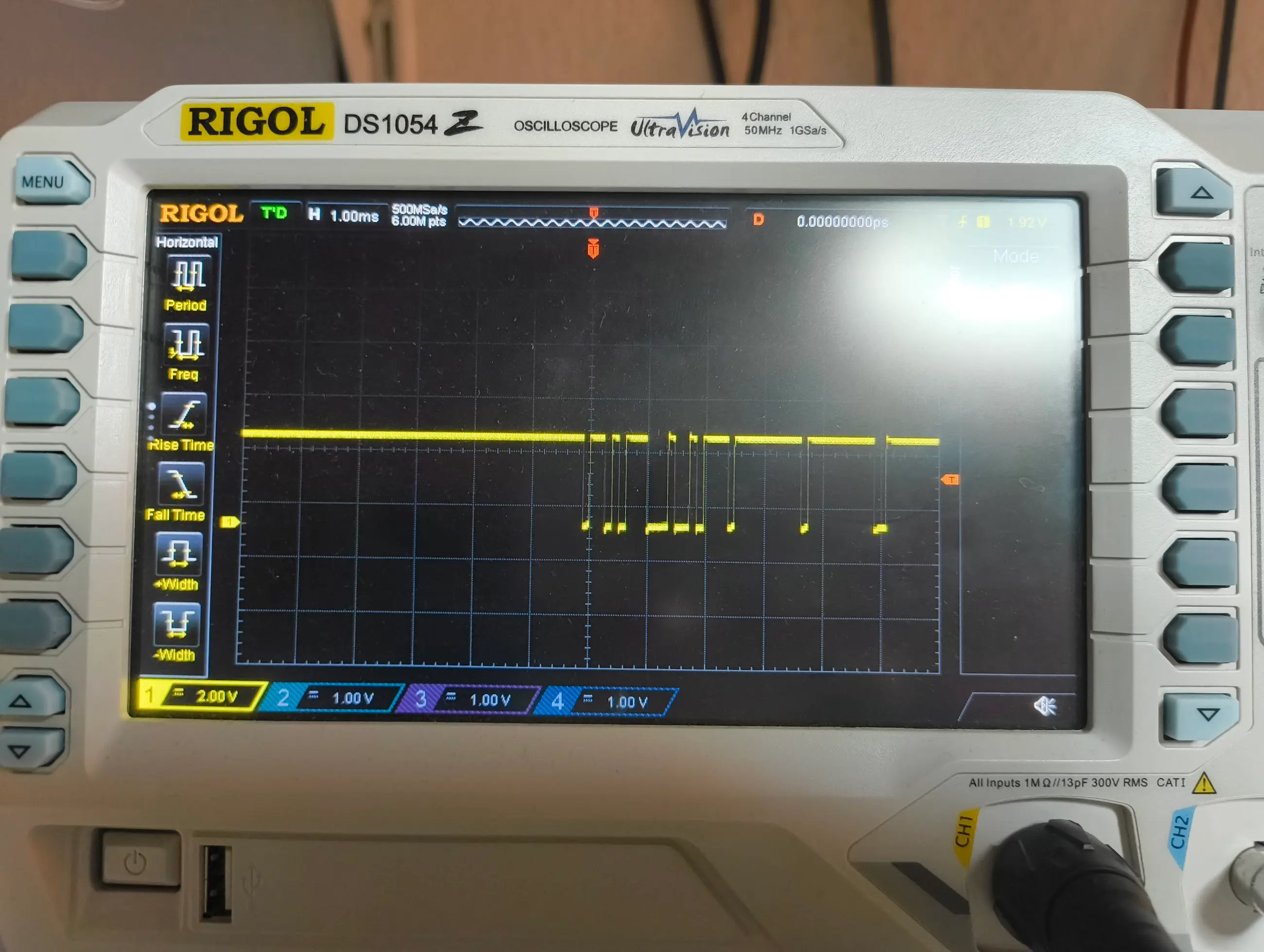 First look at a message on the oscilloscope